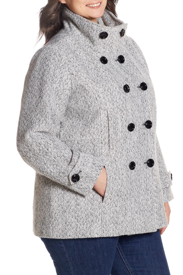 Double Breasted Peacoat, Alternate, color, BLACKWHITE