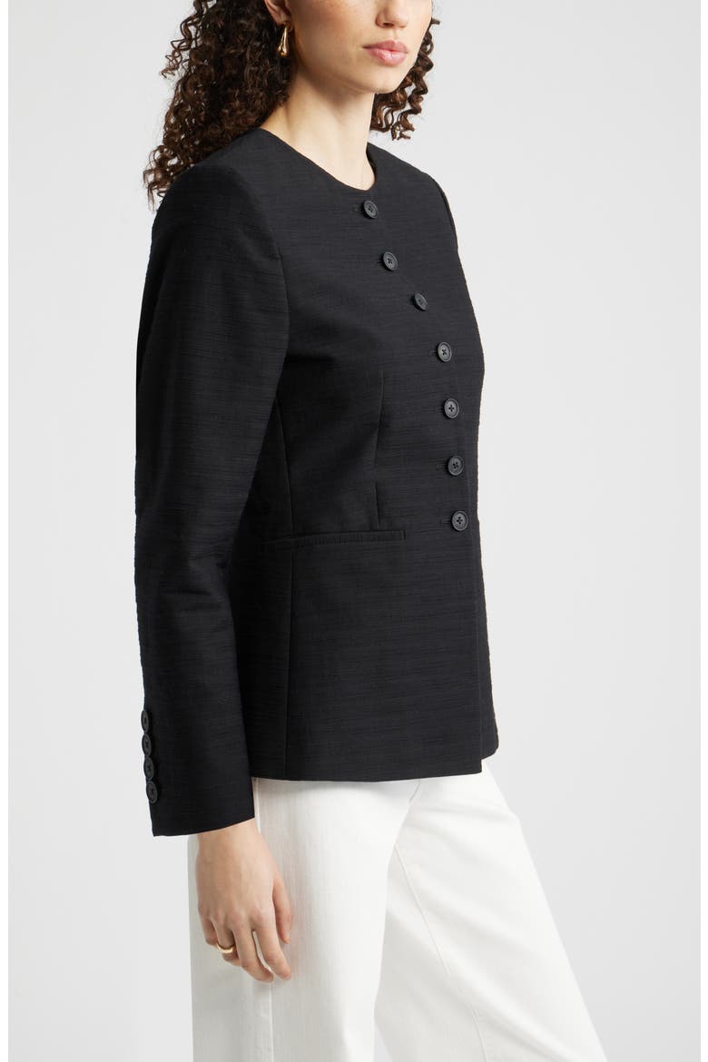 Collarless Textured Jacket, Alternate, color, BLACK