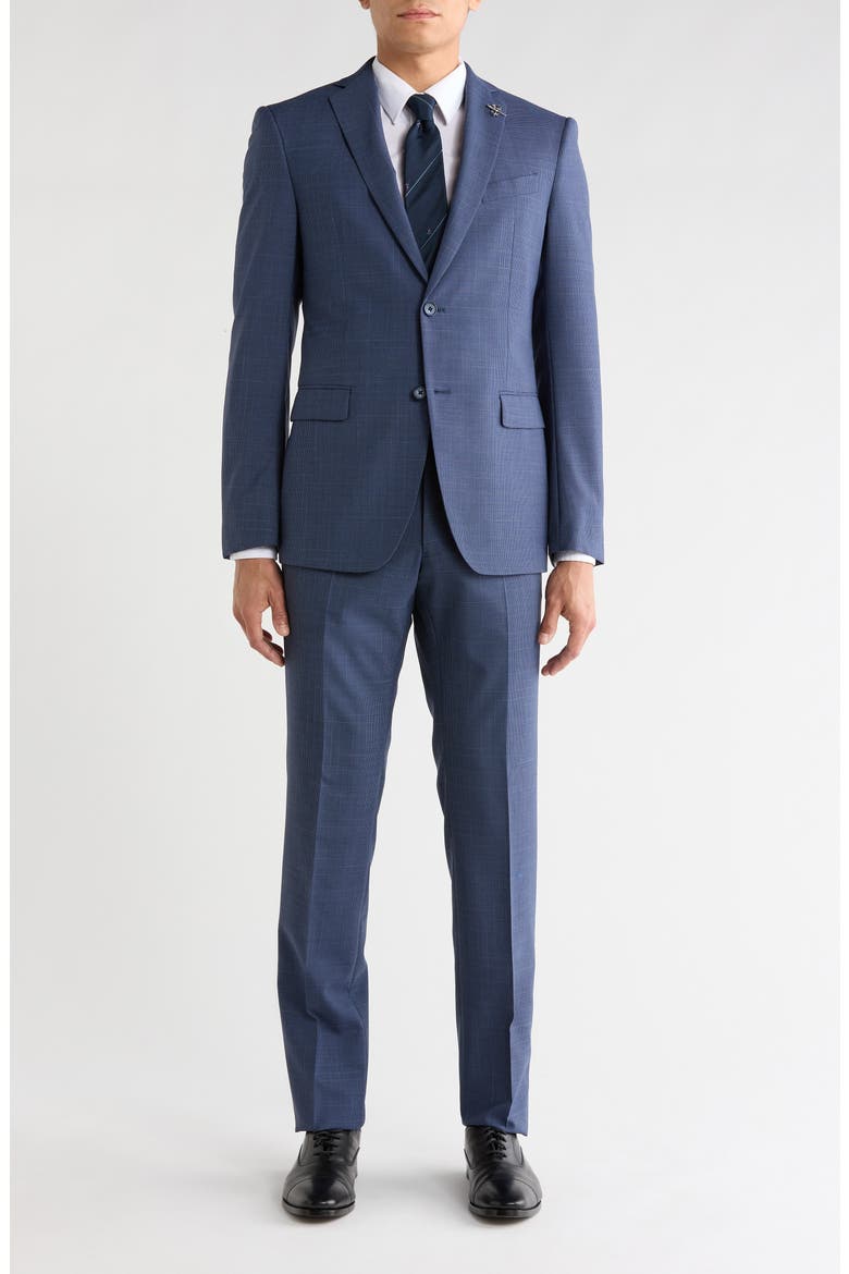 Solid Neat Wool Blend Two Button Suit, Main, color, BLUE