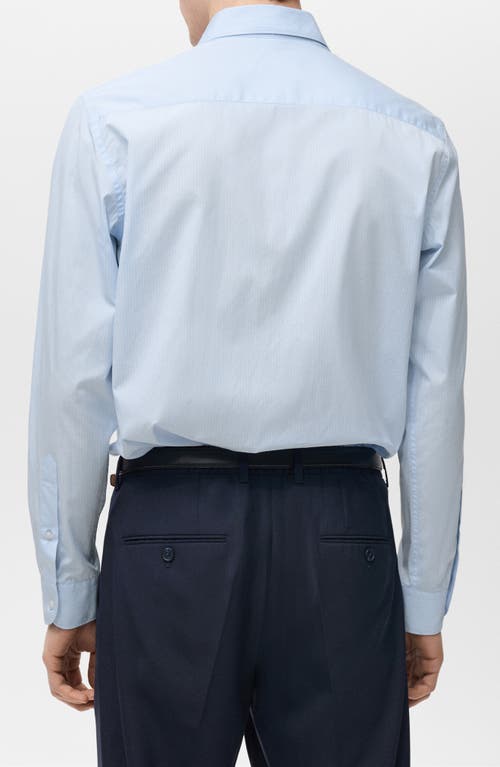 Mango Regular Fit Stripe Stretch Cotton Button-up Shirt In Sky Blue