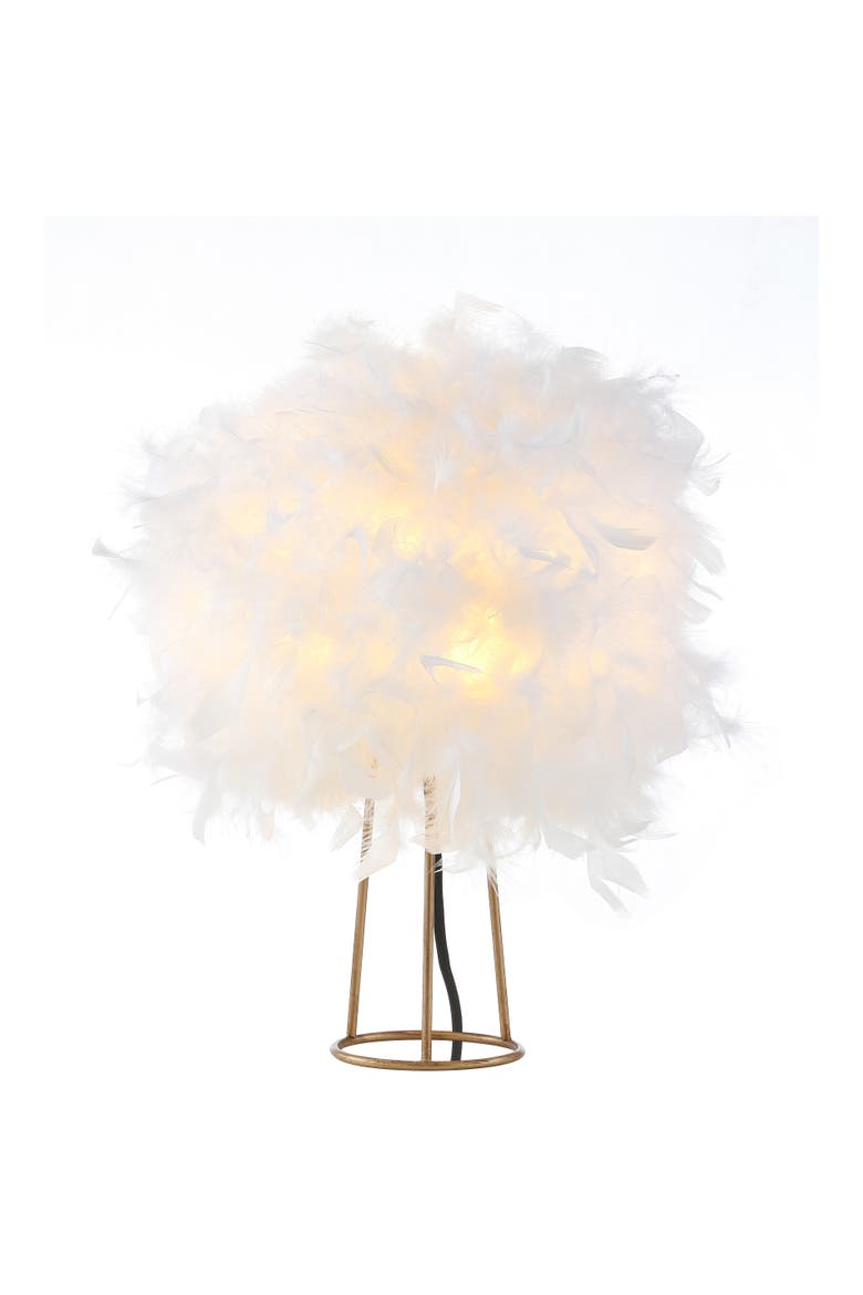 Stork Feather Metal LED Table Lamp, Main, color, White/Gold