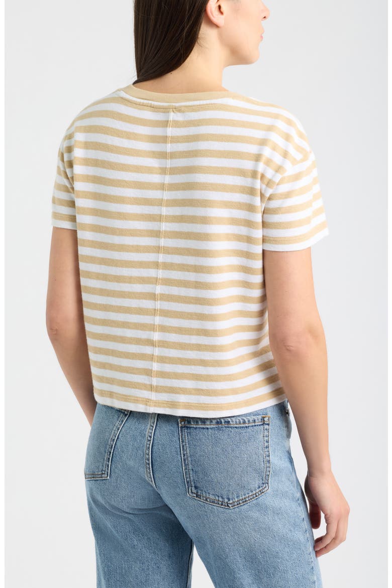 Drop Shoulder Short Sleeve Stripe Cotton Tee, Alternate, color, TAN SHORE- WHITE CHARM STRIPE