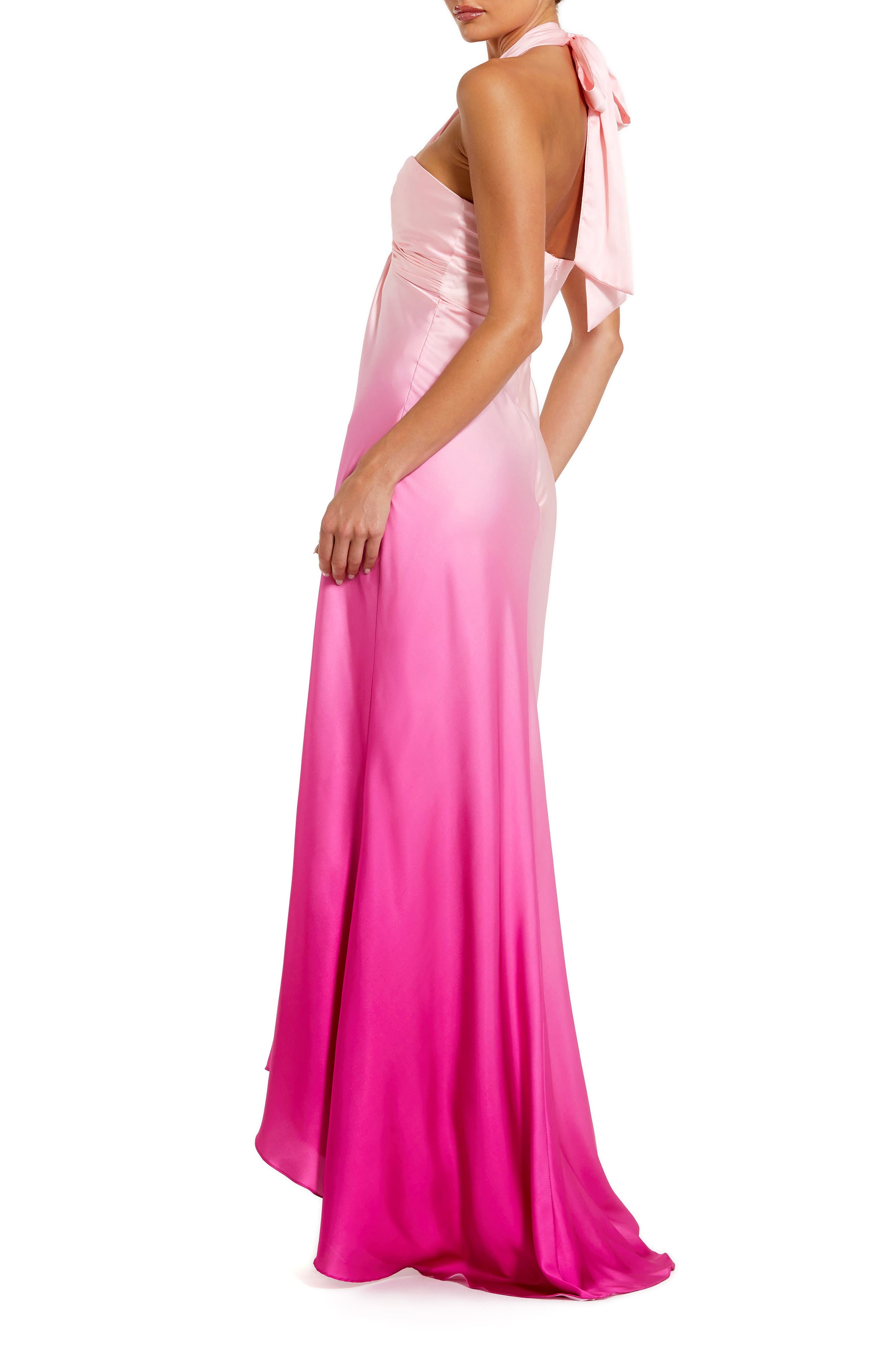 Charmeuse Tie Halter Neck Ombre Gown - image 4