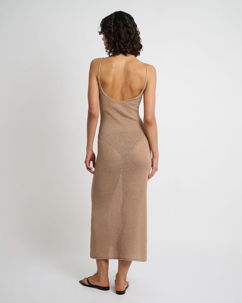Onia Textured Linen Sweater Scoop Maxi Dress In Tan