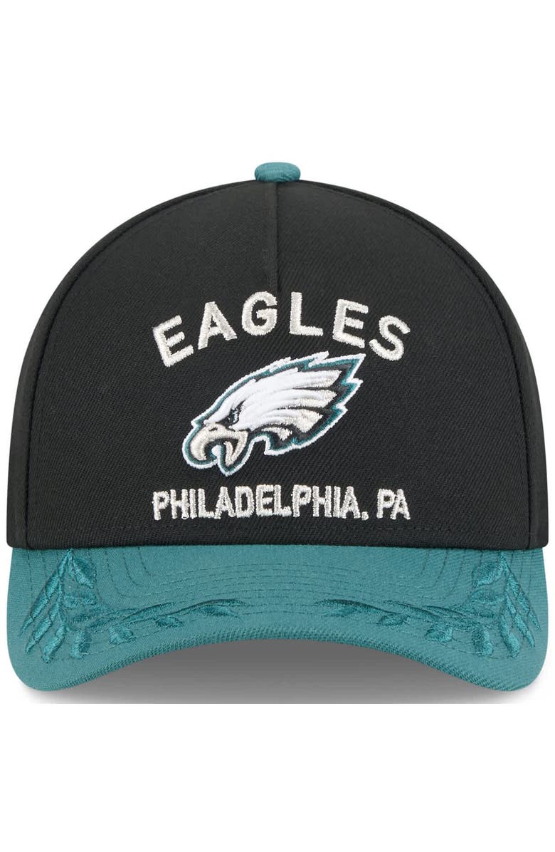 New Era Men's New Era Black/Midnight Green Philadelphia Eagles 2025 NFL Draft 9FORTY A-Frame M-Crown Adjustable Hat, Alternate, color, Black