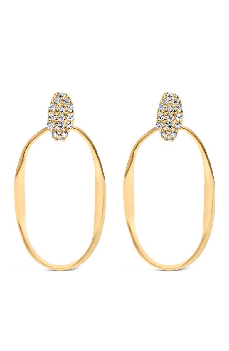 Haus of Brilliance 14K Yellow Gold Plated Silver 1/10 Cttw Diamond Textured Dangle Hoop Earrings, Alternate, color, Yellow