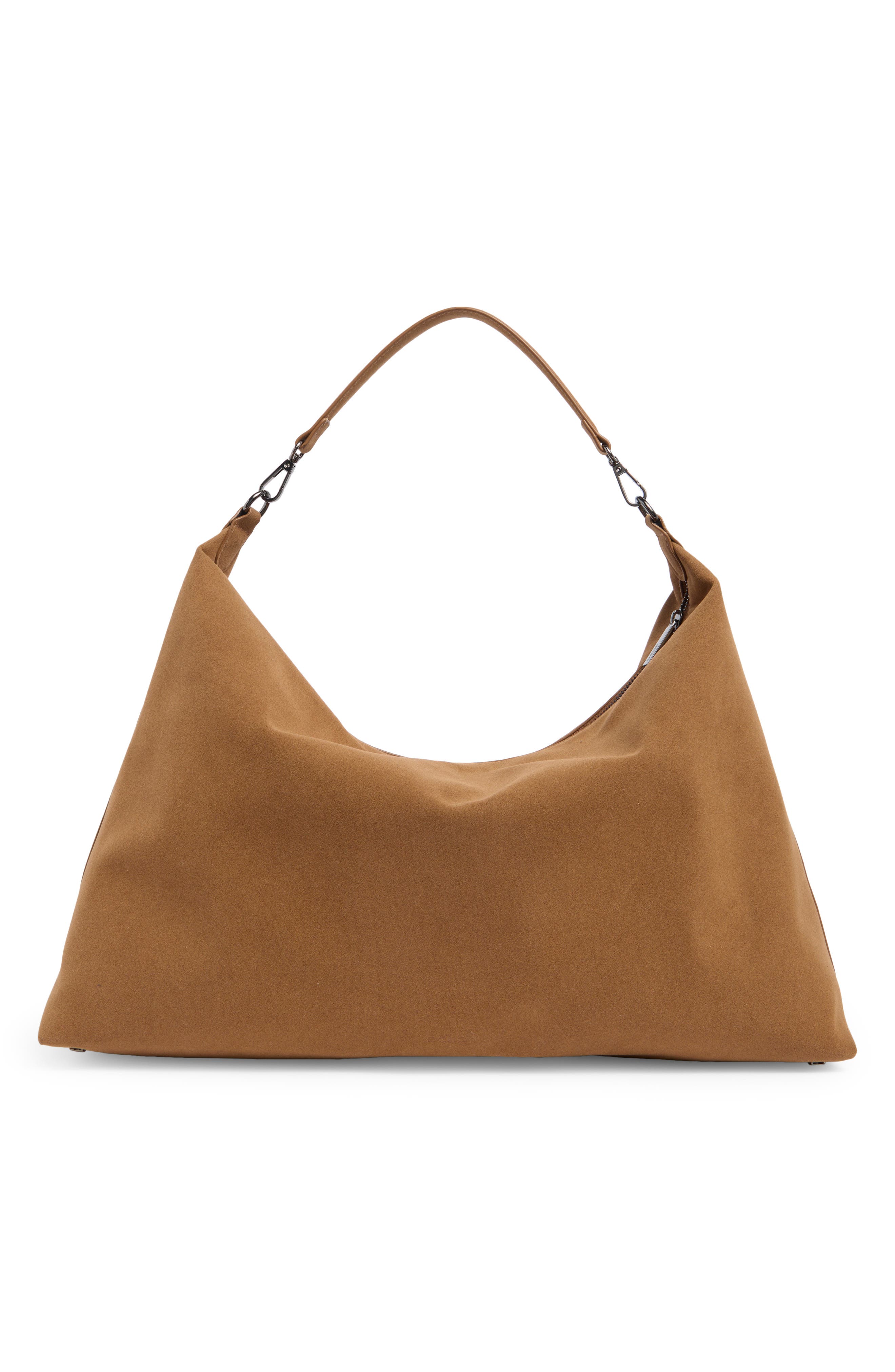Faux Suede Hobo, Alternate, color, CARAMEL