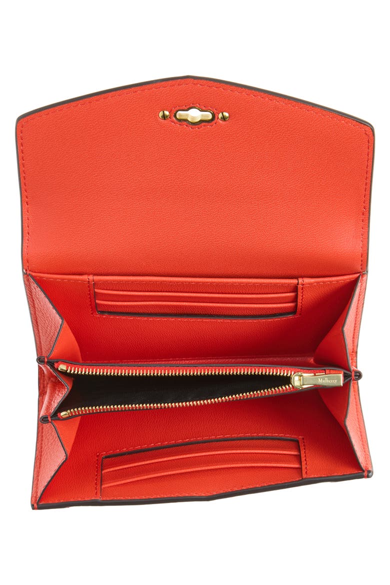 Medium Darley Leather Wallet, Alternate, color, CORAL ORANGE