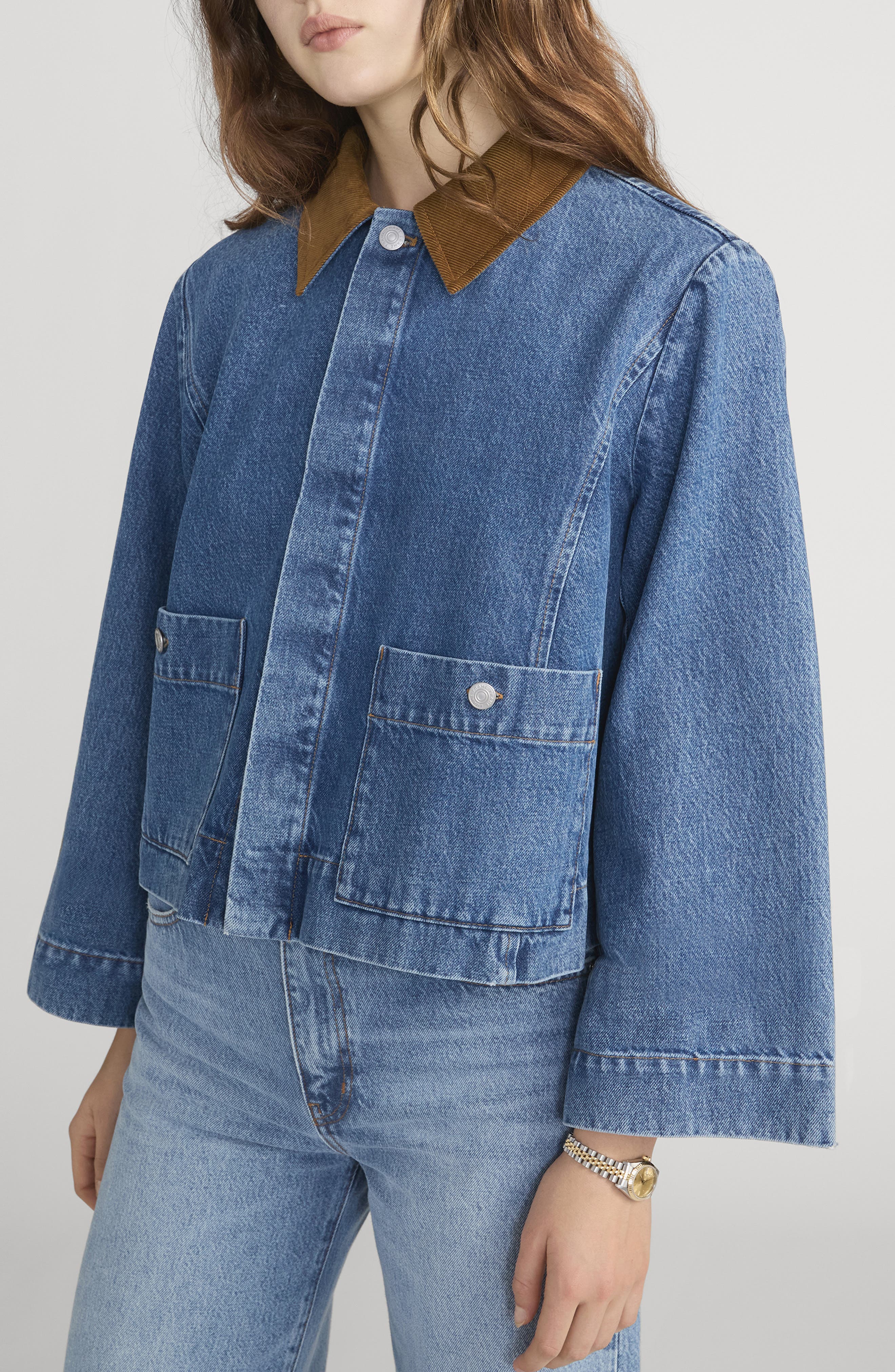 The Crop Denim Swing Jacket (Women) | Nordstrom