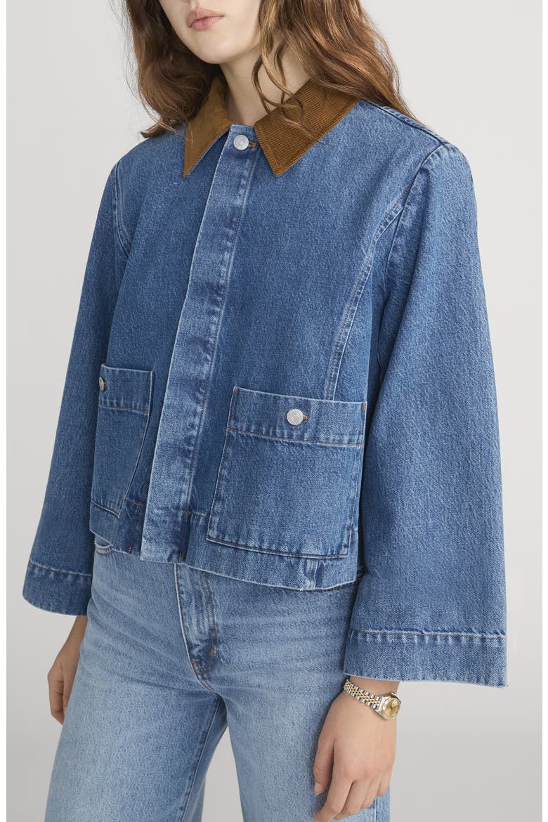 The Crop Denim Swing Jacket, Alternate, color, SONIC