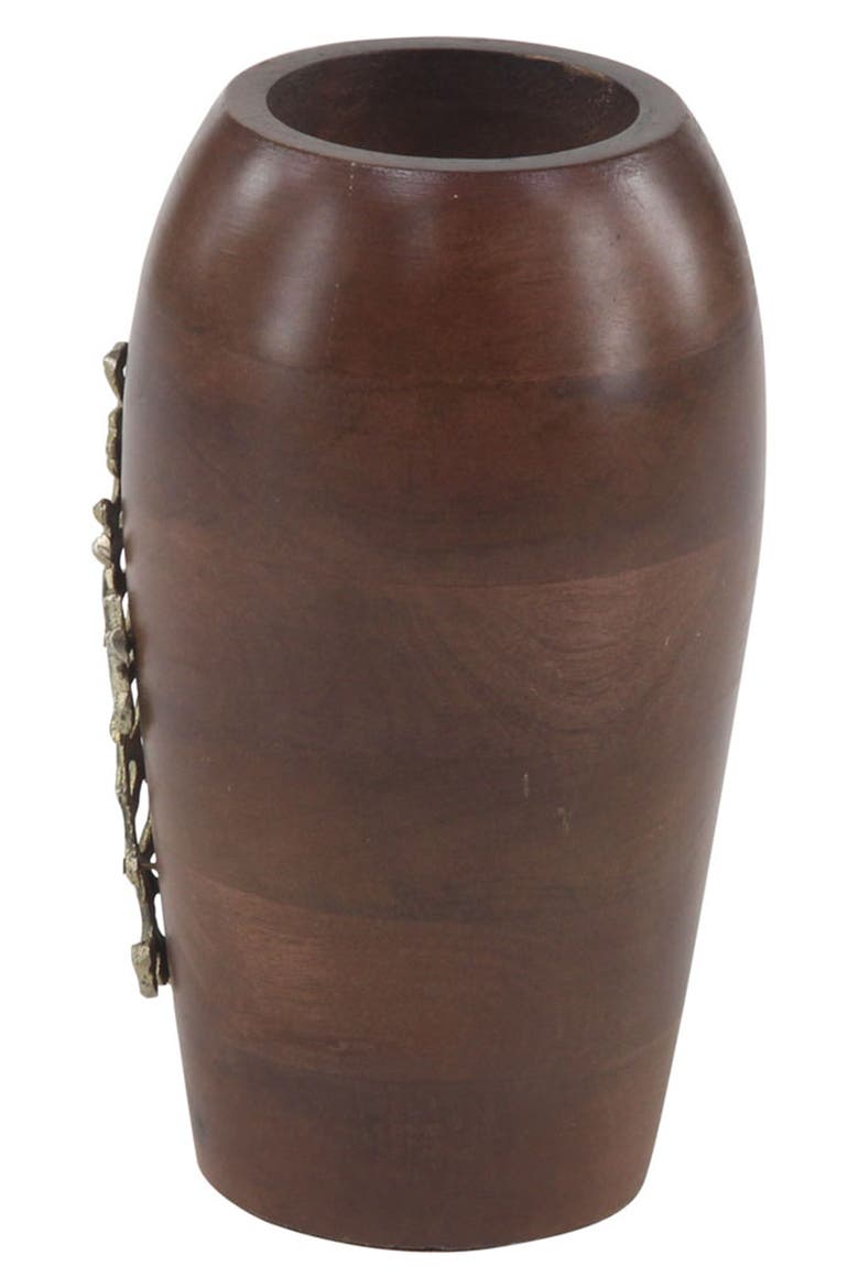 Brown Wood Coastal Vase, Alternate, color, BROWN