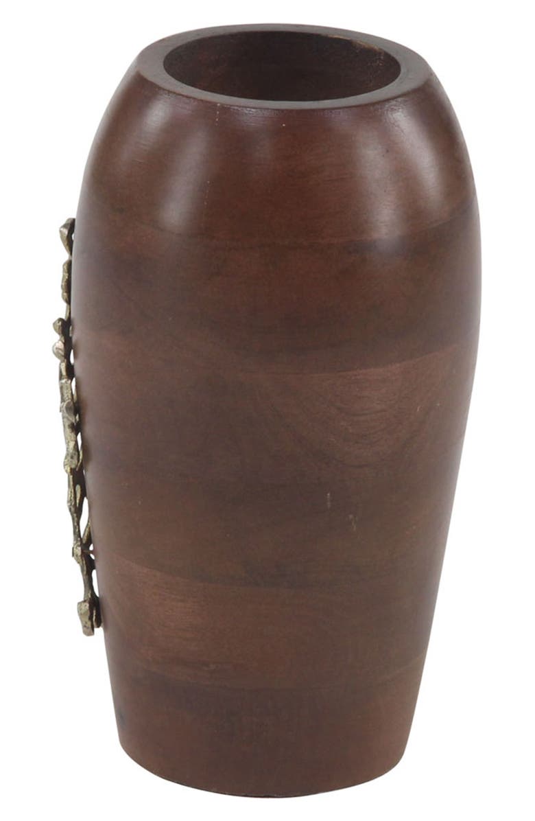 WILLOW ROW Brown Wood Coastal Vase, Alternate, color, Brown