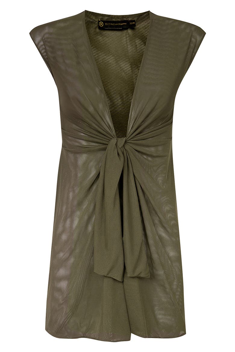 Sasha Knot Front Cover-Up Dress, Main, color, GREEN