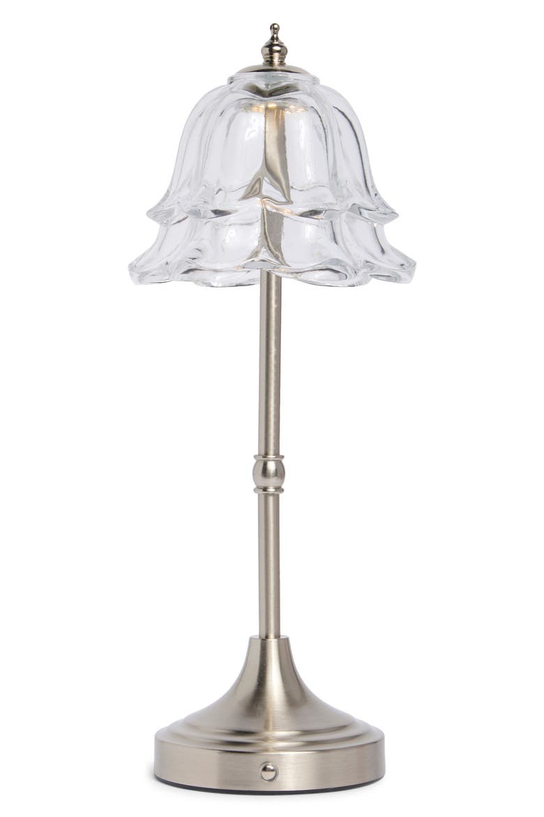 Floral Glass Shade Touch Table Lamp, Main, color, SILVER