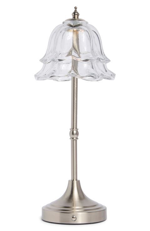 Floral Glass Shade Touch Table Lamp