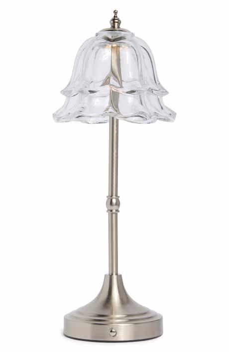 Floral Glass Shade Touch Table Lamp