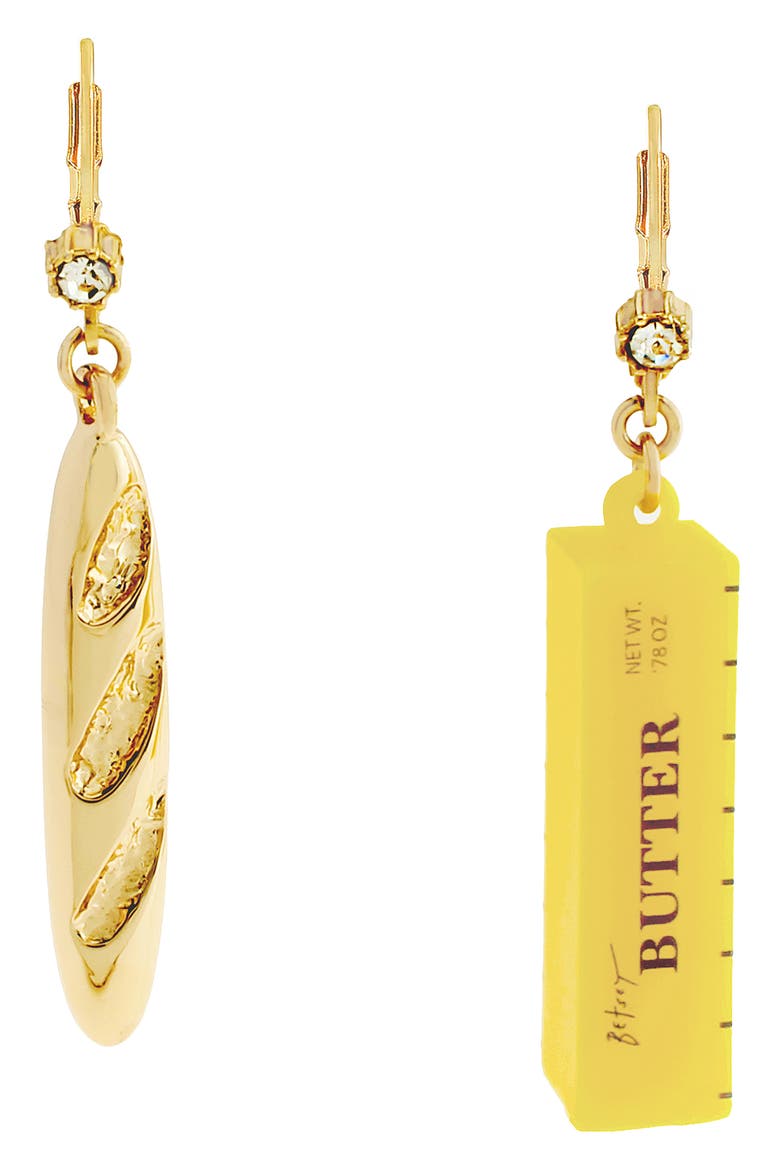 Bread 'n Butter Mismatched Leverback Earrings, Main, color, YELLOW