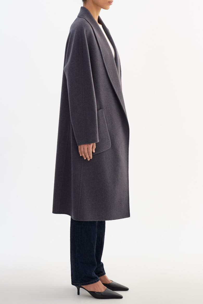 THARA | Shawl Collar Wool Coat, Alternate, color, Heather Dark Slate