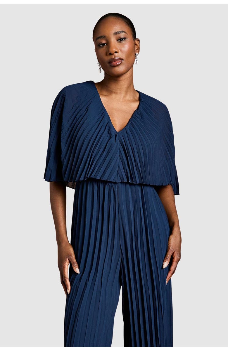Coast Pleated Wrap Front Georgette Jumpsuit, Alternate, color, Navy