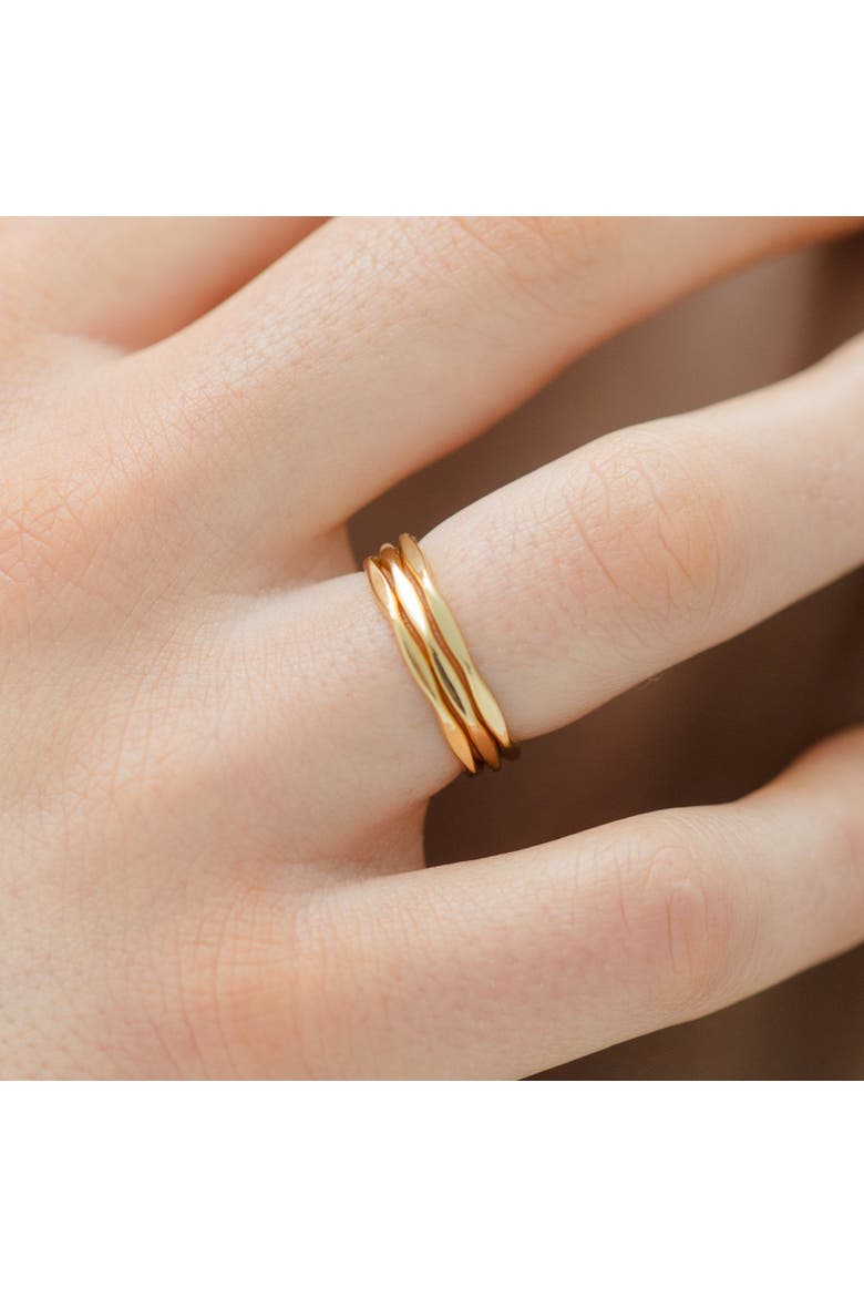 Gold Hammered Stacking Rings - Set of 3, Alternate, color, Gold