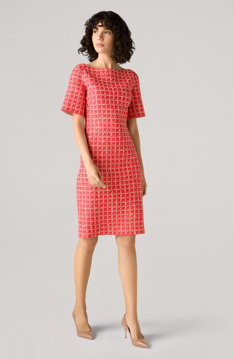 St. John Collection Windowpane Tweed Knit Dress, Alternate, color,