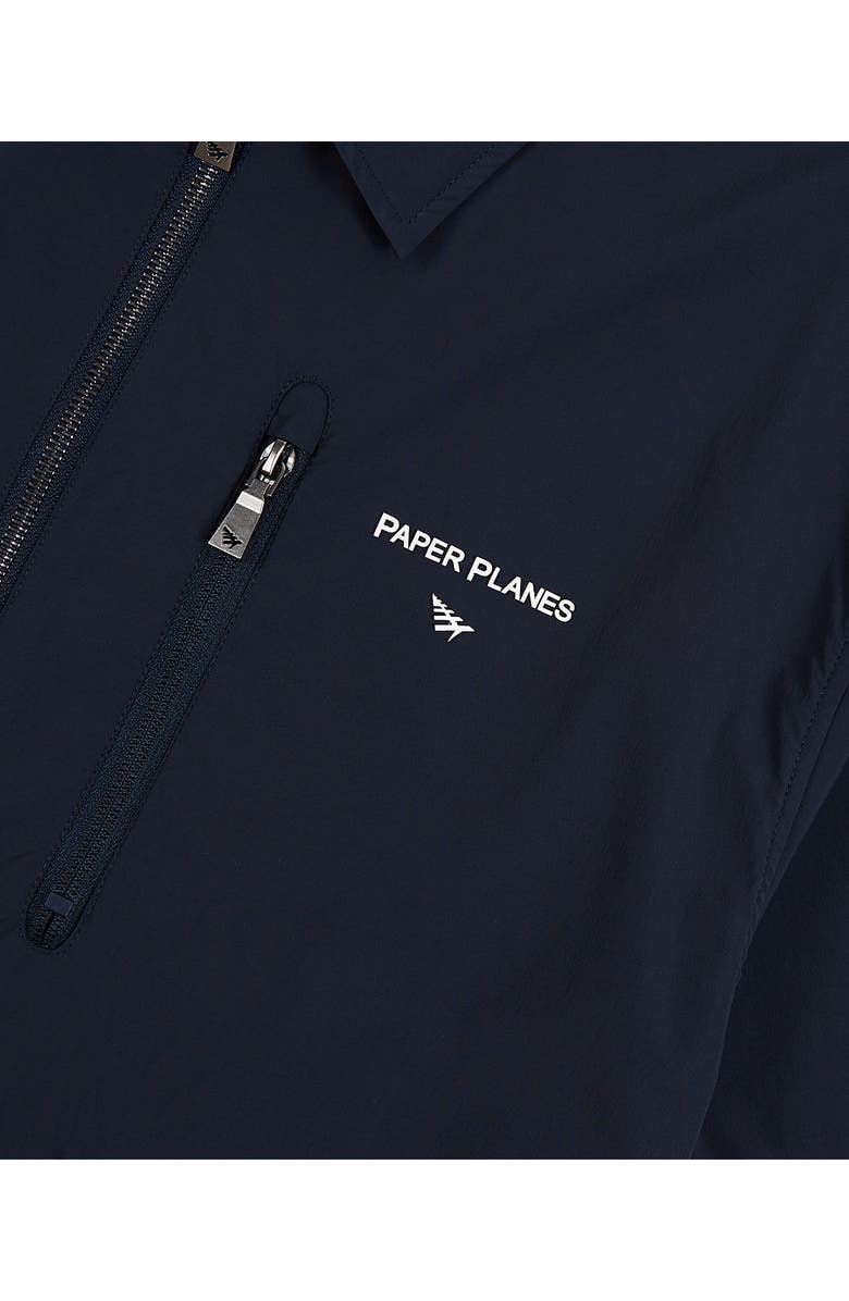 PAPER PLANES Planes Short Sleeve Zip-Up Shirt, Alternate, color, Navy