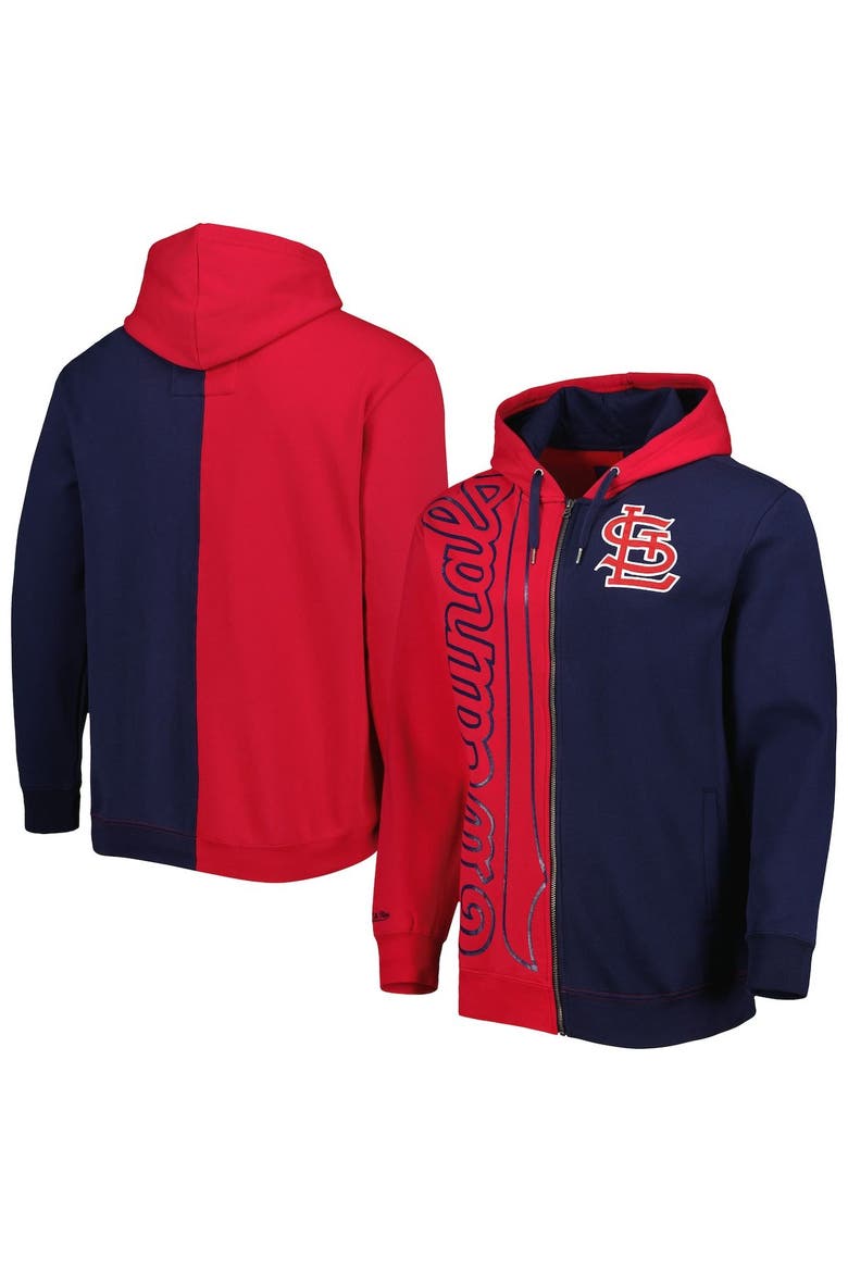 Men's Mitchell & Ness Red/Navy St. Louis Cardinals Fleece Full-Zip Hoodie, Main, color, Red