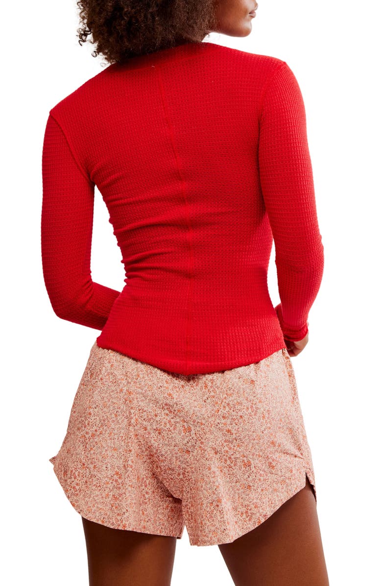 Free People Going Places Pointelle Stitch Snap Front Top, Alternate, color, Cherry Crush