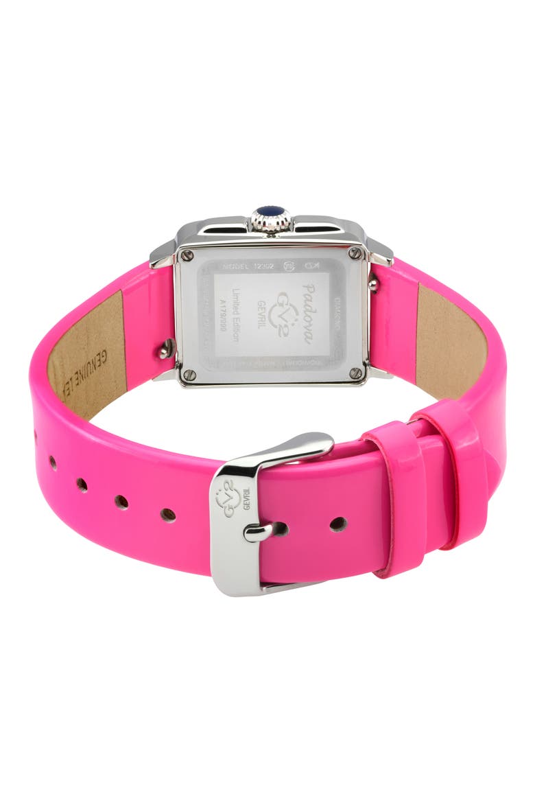 Padova Leather Strap Diamond Watch, 27mm x 30mm, Alternate, color, PINK