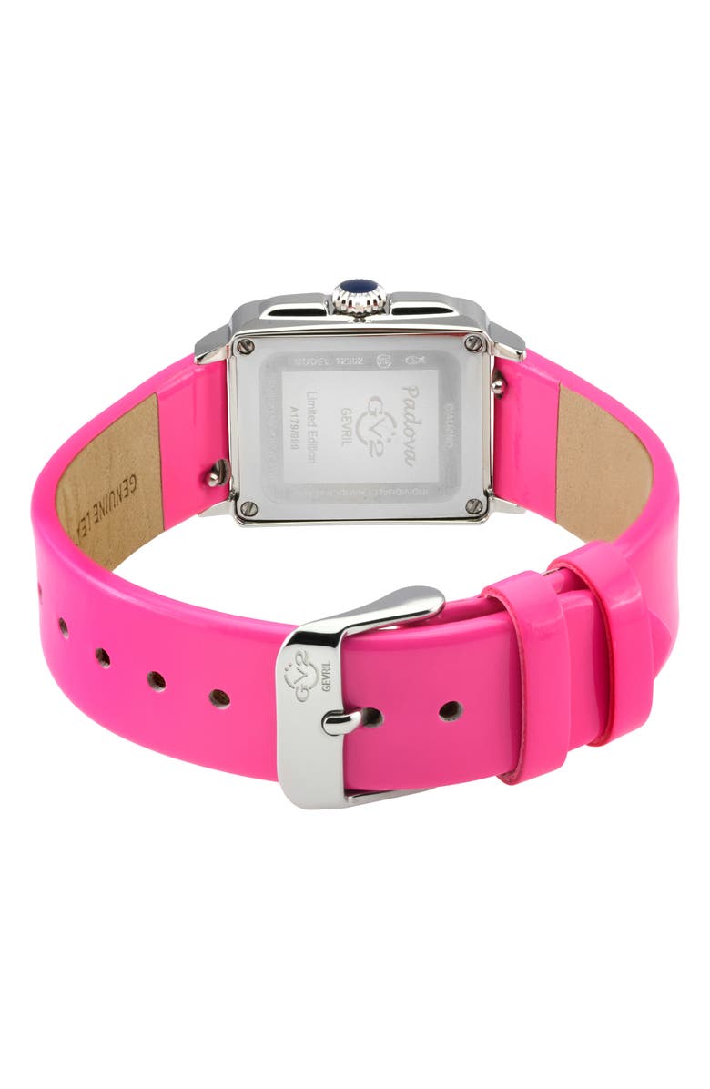 GV2 Padova Leather Strap Diamond Watch, 27mm x 30mm, Alternate, color, Pink