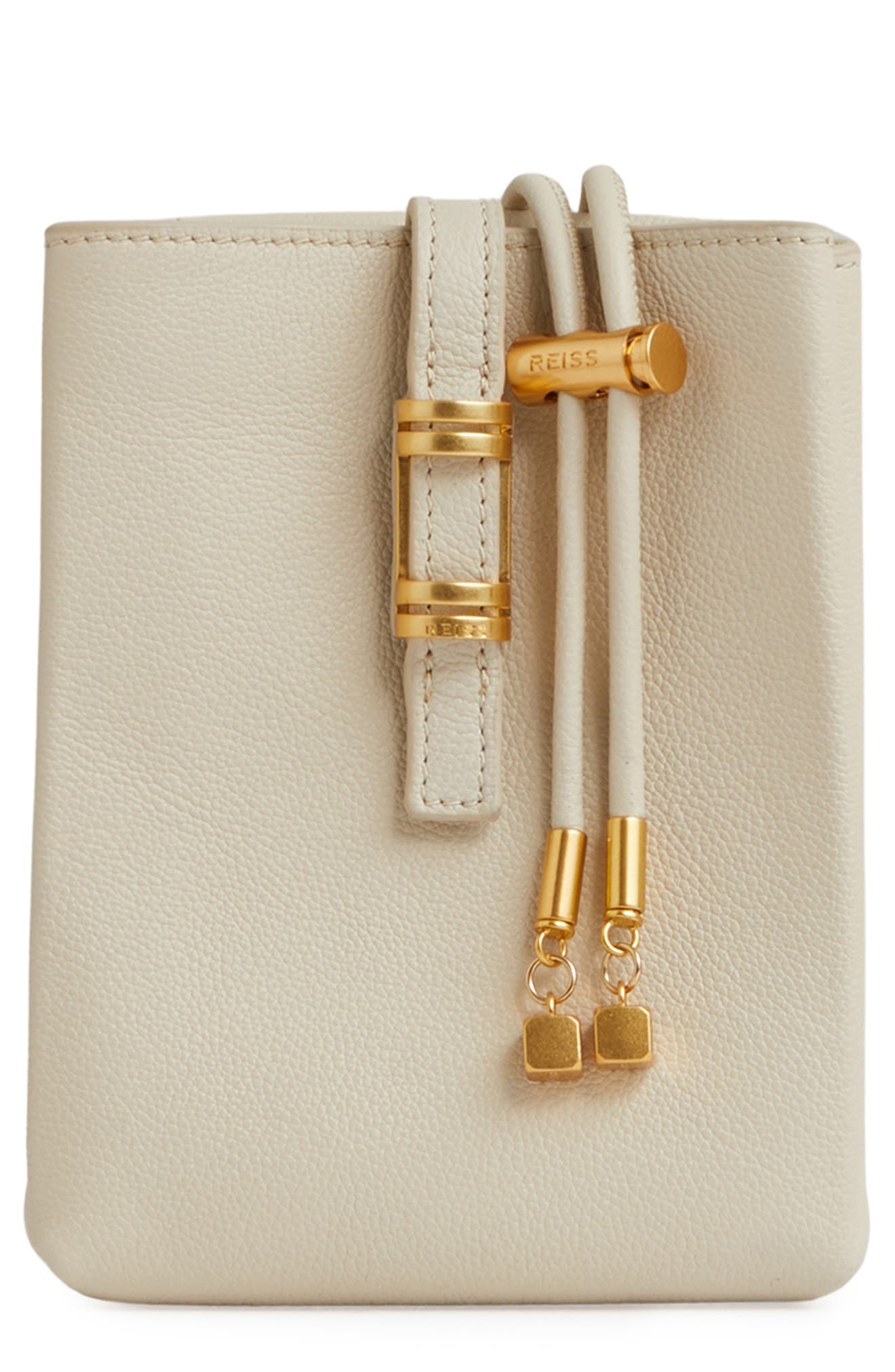 Reiss Vienna Leather Crossbody Phone Bag, Main, color, 