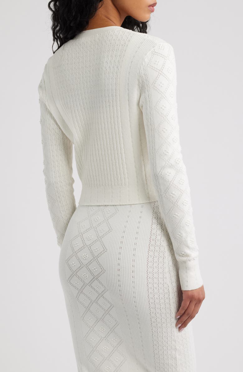 LoveShackFancy Laken Cardigan, Alternate, color, Off White