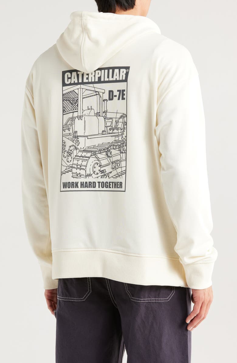 CAT WWR Relaxed Logo Print French Terry Hoodie, Alternate, color, Vanilla