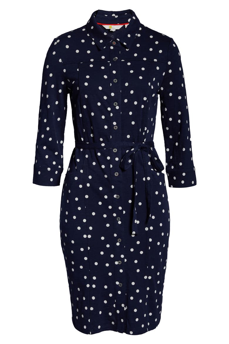 Tara Jersey Shirtdress, Alternate, color, NAVY BRAND DOT