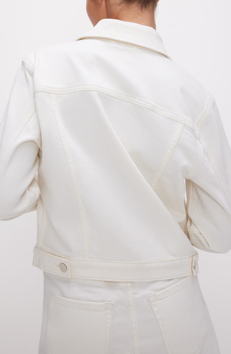 Good American Committed to Fit Denim Jacket, Alternate, color, Cloud White001