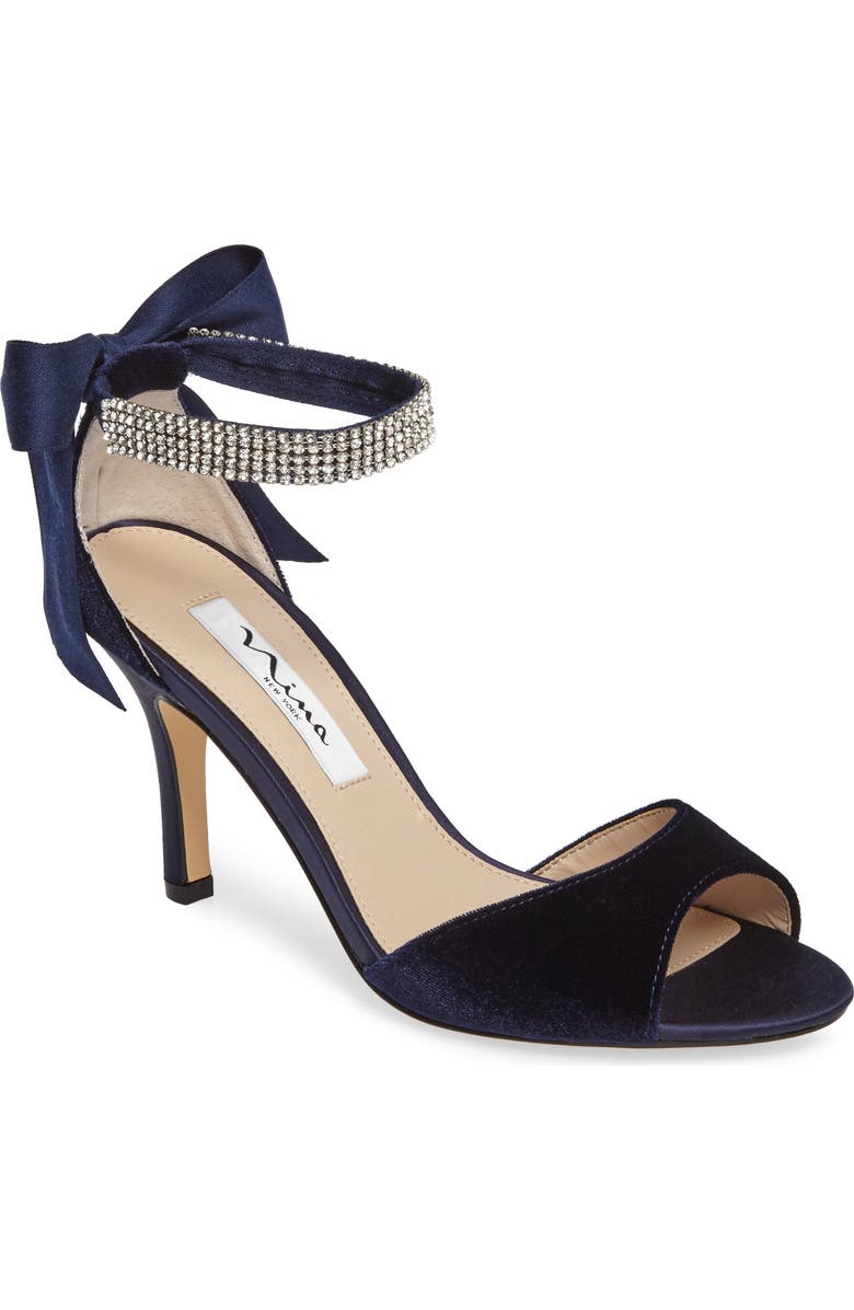 Nina 'Vinnie' Crystal Embellished Ankle Strap Sandal, Main, color,