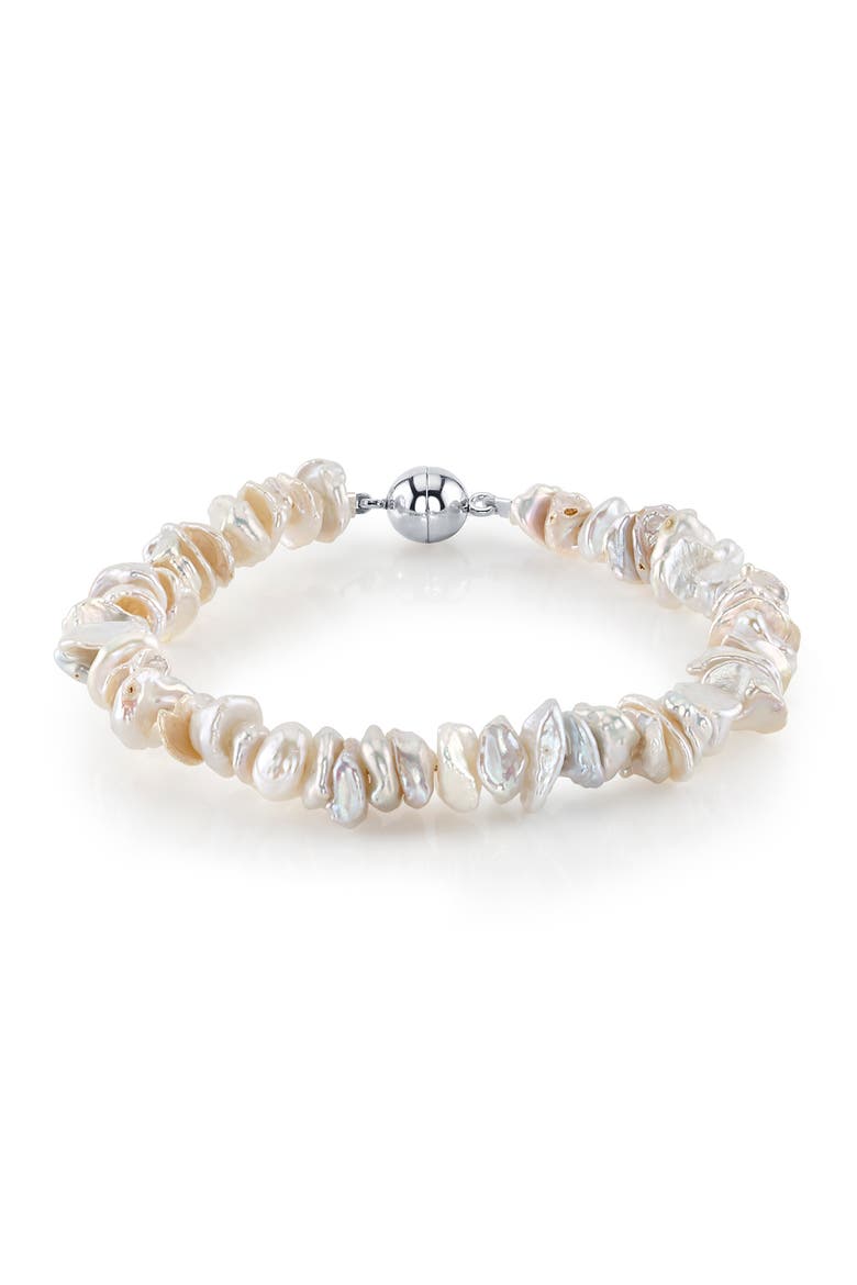 8.0-8.5mm White Freshwater Keshi Pearls Bracelet, Main, color, White Pearls