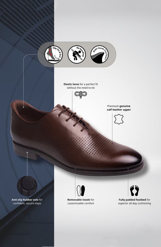 East Road Hands-Free Slip On Technology Perforated Dress Oxfords, Alternate, color, Brown Napa Leather