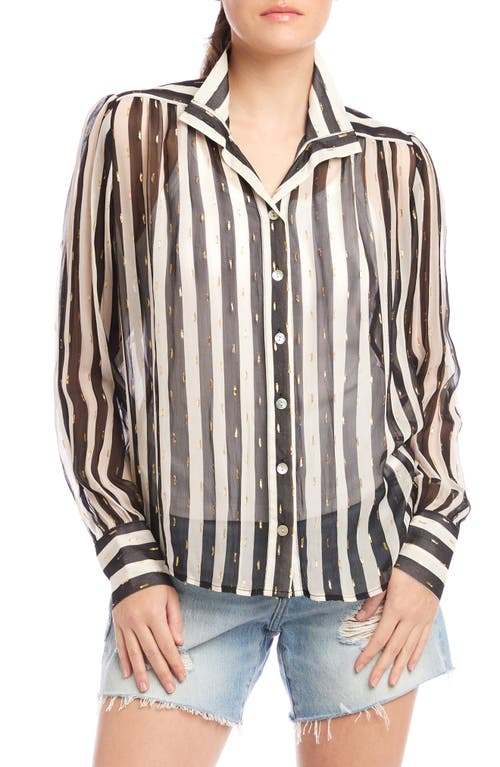 Fifteen Twenty Chloe Sheer Stripe Button-up Shirt In Stripe