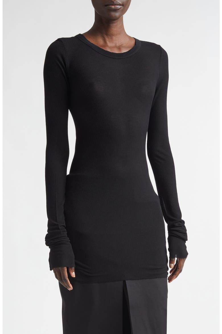 Rib Long Sleeve T-Shirt, Main, color, BLACK