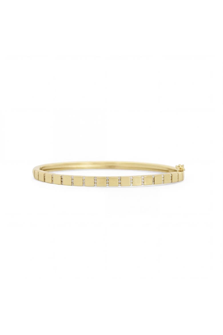 Ribbed CZ Bangle, Main, color, Gold Plated Sterling Silver