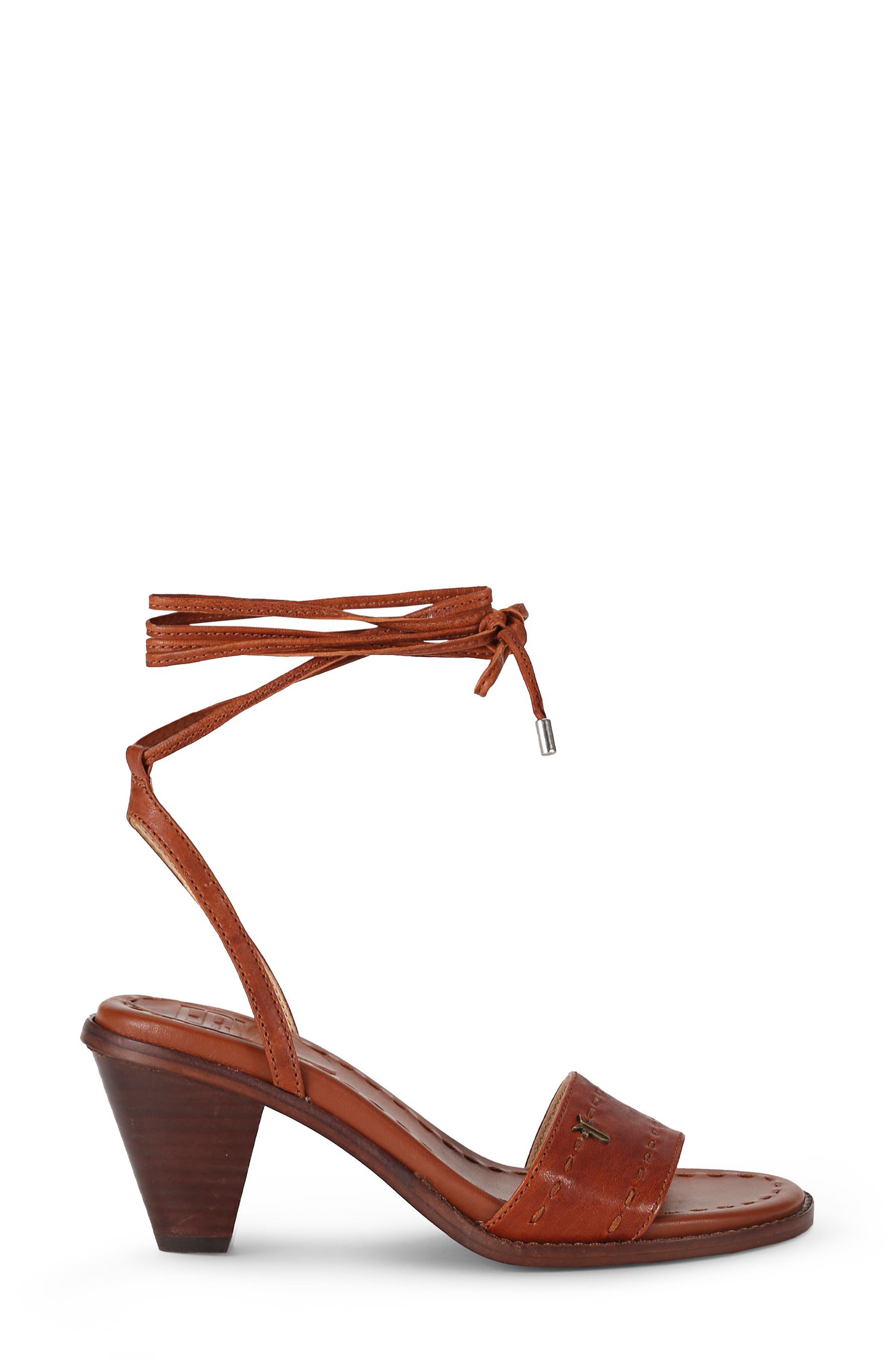 Estelle Ankle Wrap Sandal, Alternate, color, COGNAC