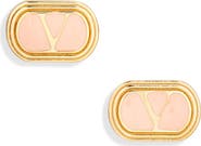 Valentino Garavani VLOGO Ovalette Enamel Stud Earrings