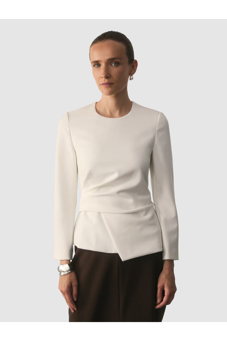 Malone Sculpt Stretch Crepe Top, Main, color, White