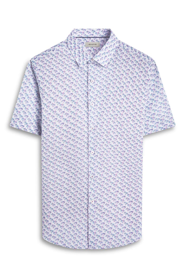 Orson Palm Tree Print Short Sleeve Linen & Cotton Button-Up Shirt, Alternate, color, LILAC