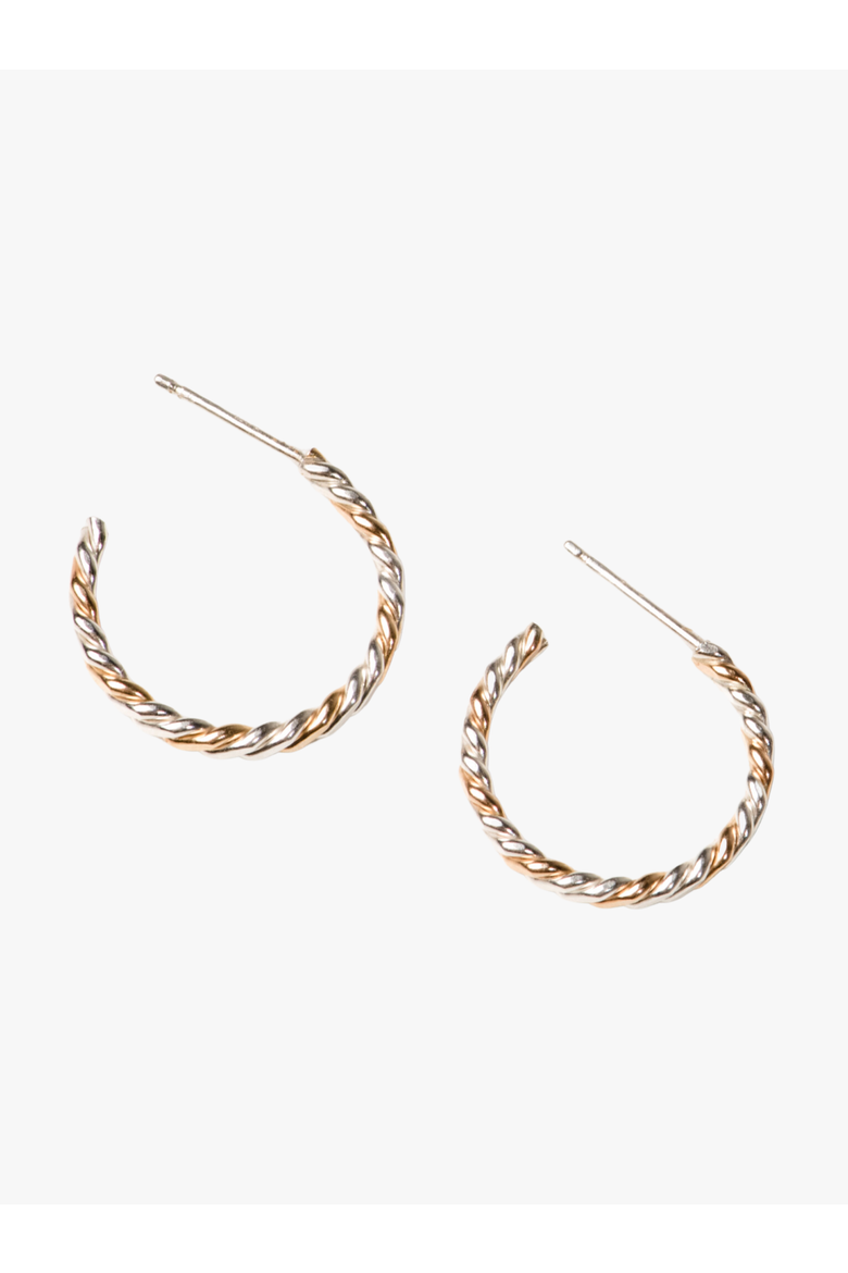 Two-Tone Twist Hoops, Main, color, Gold