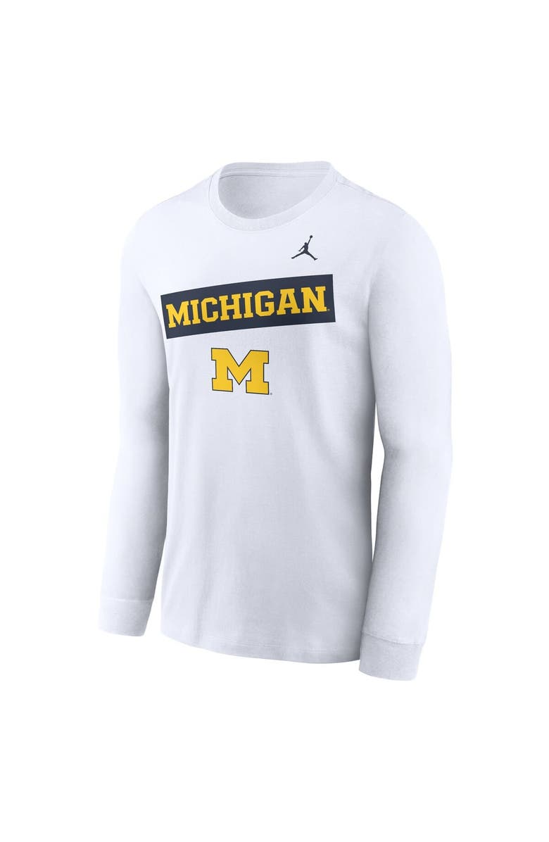 Jordan Brand Men's Jordan Brand White Michigan Wolverines Two-Hit Classic Location Long Sleeve T-Shirt, Alternate, color, White