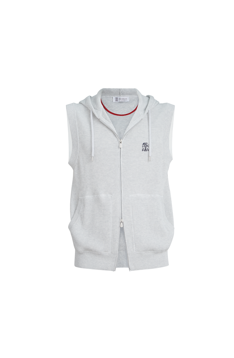 Brunello Cucinelli Cotton knit vest, Alternate, color, Fog