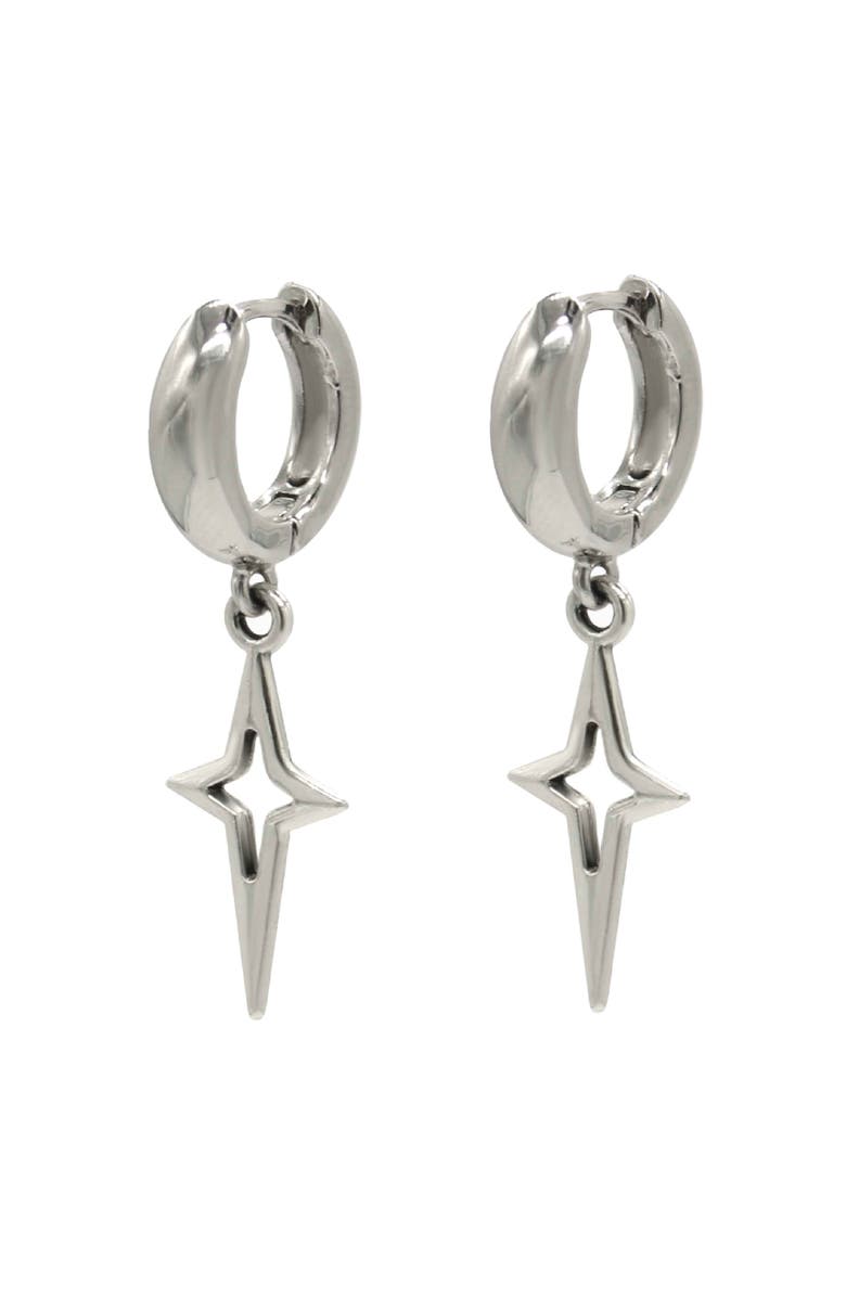 Velvet Luna Sparkle Charm Huggie Earrings, Main, color, Silver