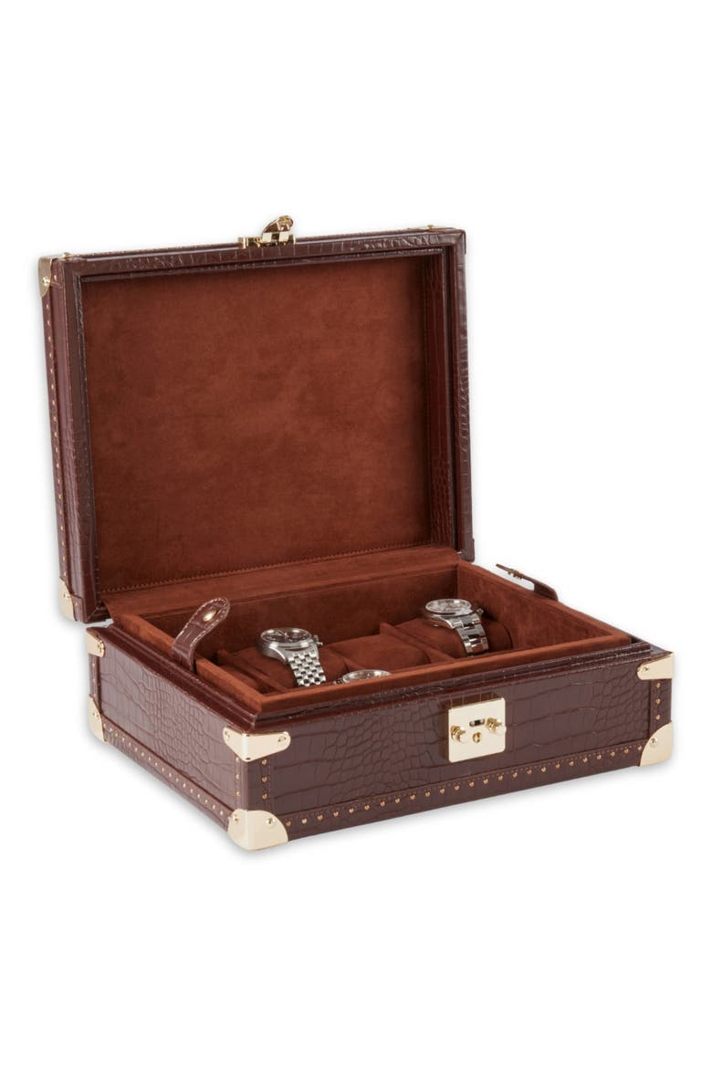8-Watch Storage Case, Alternate, color, BROWN MULTI COLOR
